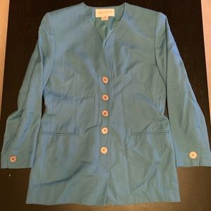 Jones New York Suit Jacket Teal w/ Padded Shoulders Size 10